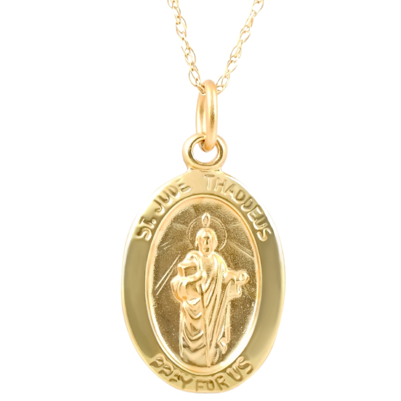 14k Yellow Gold Gold St. Jude Thaddeus Medal Pendant .5